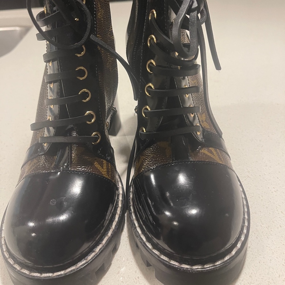 Barely worn combat style heel boots